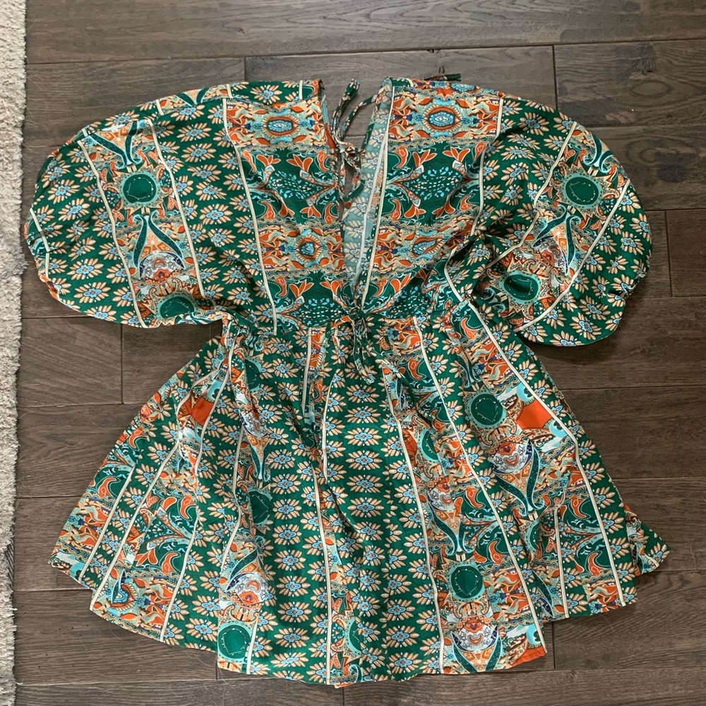 Cupshe Floral Ornate Print Tie Front Dress or Swim Coverup - Picture 4 of 10